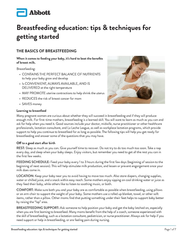 Breastfeeding education: tips & techniques for getting started - Page 1