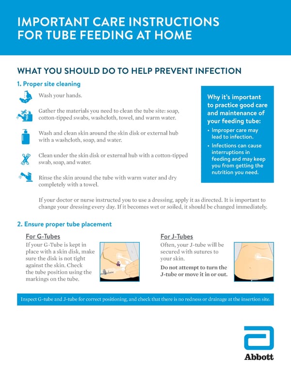 Important Care Instructions for Tube Feeding at Home - Page 1